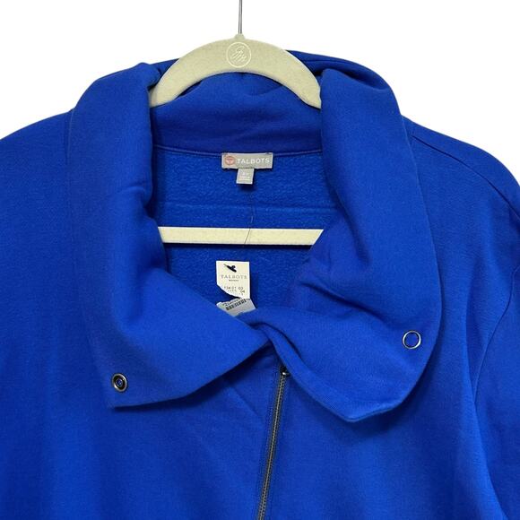 T By Talbots Asymmetric Zip Jacket NWT Womens Sz 3X Cobalt Blue High Neck Fleece - Picture 4 of 6